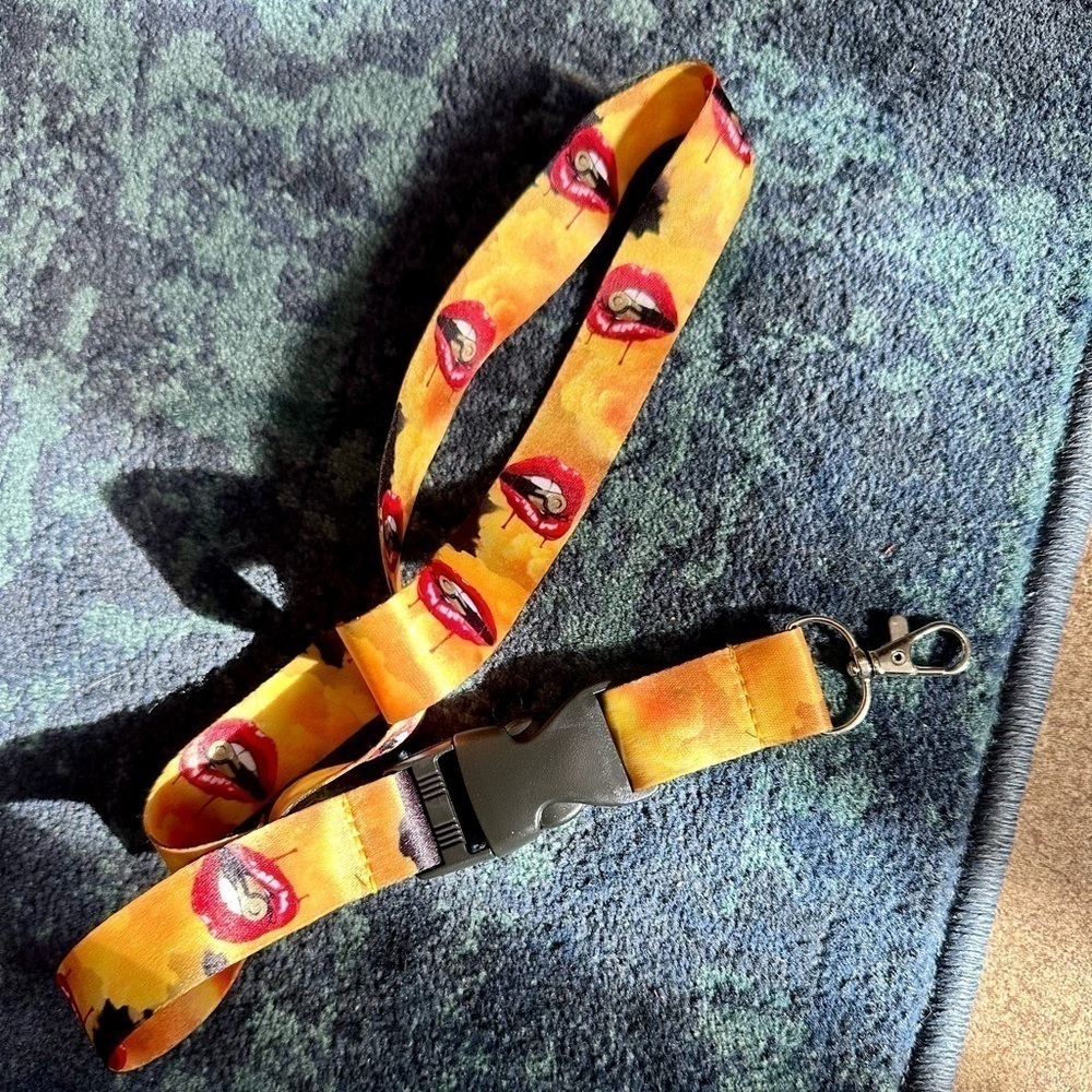 NWOT Lanyard with red lips and removable key ring